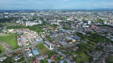 Kuching, Malezya - 21 Haziran 2024: Kuching City 'deki Landmark Binalarının Havadan Görünümü
