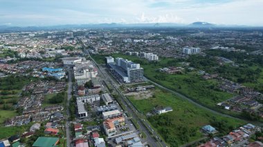 Kuching, Malezya - 21 Haziran 2024: Kuching City 'deki Landmark Binalarının Havadan Görünümü