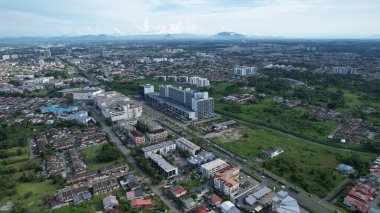 Kuching, Malezya - 21 Haziran 2024: Kuching City 'deki Landmark Binalarının Havadan Görünümü
