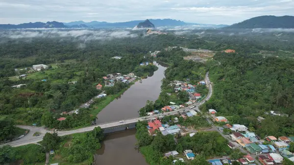 stock image The Batu Kitang River and Surrounding Villages, Kuching Sarawak