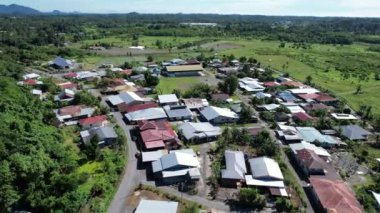 Borneo Sarawak 'taki Skuduk Paddy Sahası' nın Hava Görüntüsü