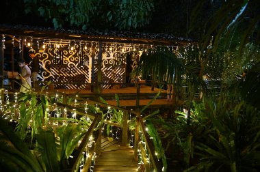 Kuching, Malezya - 3 Ağustos 2024: Yemek Festivali Sokak Fuarı