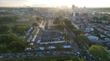 Kuching, Malaysia - August 8, 2024: Aerial View of The Kuching Festival Food Street Fair clipart