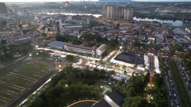 Kuching, Malaysia - August 8, 2024: Aerial View of The Kuching Festival Food Street Fair clipart