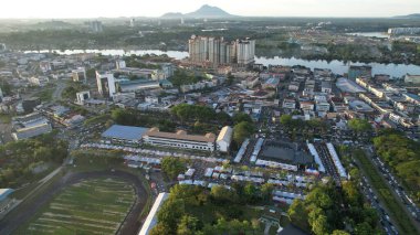 Kuching, Malezya - 8 Ağustos 2024: Kuching Festivali Yemek Fuarı Hava Görüntüsü