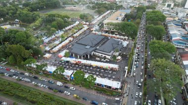 Kuching, Malaysia - August 8, 2024: Aerial View of The Kuching Festival Food Street Fair clipart