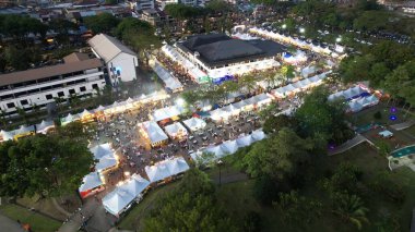 Kuching, Malaysia - August 8, 2024: Aerial View of The Kuching Festival Food Street Fair clipart