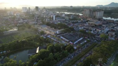 Kuching, Malezya - 8 Ağustos 2024: Kuching Festivali Yemek Fuarı Hava Görüntüsü