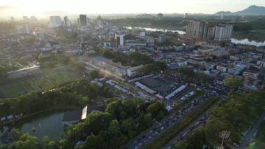 Kuching, Malezya - 8 Ağustos 2024: Kuching Festivali Yemek Fuarı Hava Görüntüsü