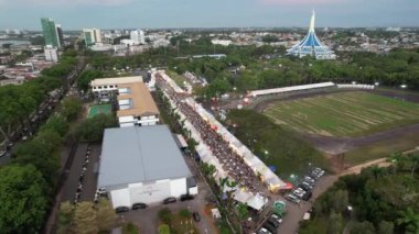 Kuching, Malezya - 8 Ağustos 2024: Kuching Festivali Yemek Fuarı Hava Görüntüsü