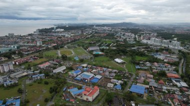 Bintulu, Malezya - 23 Kasım 2024 Eski Havaalanı ve Eski Bintulu Kasabası