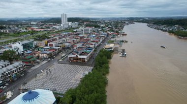 Bintulu, Malezya - 23 Kasım 2024 Eski Havaalanı ve Eski Bintulu Kasabası