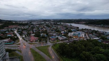 Bintulu, Malezya - 23 Kasım 2024 Eski Havaalanı ve Eski Bintulu Kasabası