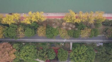 Changsha, Çin - 27 Aralık 2024: Başkan Maos Heykeli Turuncu Ada 'da Havadan Bakış