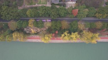 Changsha, Çin - 27 Aralık 2024: Başkan Maos Heykeli Turuncu Ada 'da Havadan Bakış