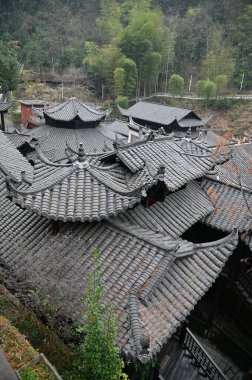 Zhangjiajie, Çin - 26 Aralık 2024: Zhangjiajie Tusi İmparatorluk Şehri