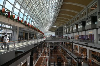 Singapur Şehri, Singapur - 1 Şubat 2025: Orchard, Bugis, Marina Körfezi ve Çin Mahallesi Alışveriş Bölgeleri