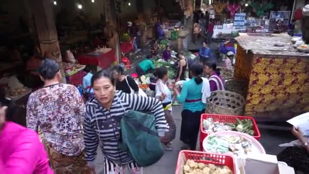 Ubud Indonesien Februar 2019 Morgenstimmung Auf Dem Traditionellen Markt Von — Stockvideo
