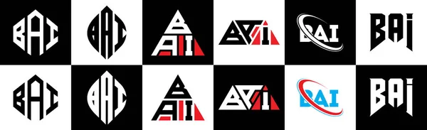 Bai Lettre Logo Design Dans Six Style Polygone Bai Cercle — Image vectorielle