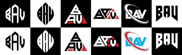 Diseño Del Logotipo Letra Bav Seis Estilos Polígono Bav Círculo — Vector de stock