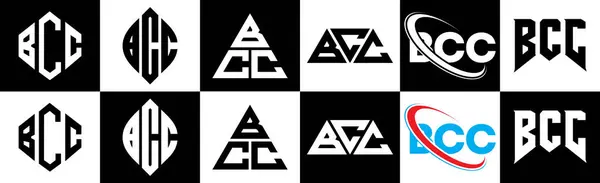 Diseño Del Logotipo Letra Bcc Seis Estilos Bcc Polígono Círculo — Archivo Imágenes Vectoriales