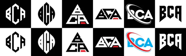 Дизайн Логотипа Bca Шести Стилях Многоугольник Bca Круг Треугольник Шестиугольник — стоковый вектор