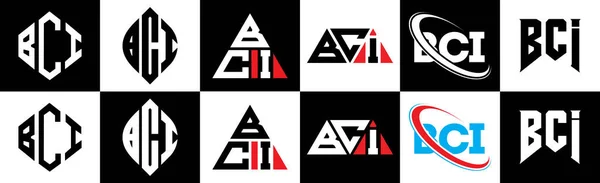 Design Logotipo Letra Bci Seis Estilo Polígono Bci Círculo Triângulo — Vetor de Stock