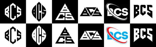 Diseño Del Logotipo Letra Bcs Seis Estilos Polígono Bcs Círculo — Archivo Imágenes Vectoriales
