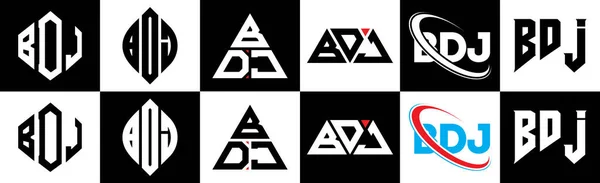 Σχεδιασμός Λογότυπου Bdj Έξι Στυλ Bdj Πολύγωνο Κύκλος Τρίγωνο Εξάγωνο — Διανυσματικό Αρχείο