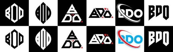 Bdo Schriftzug Logo Design Sechs Stilen Bdo Polygon Kreis Dreieck — Stockvektor