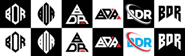 Σχεδιασμός Λογότυπου Bdr Έξι Στυλ Bdr Πολύγωνο Κύκλος Τρίγωνο Εξάγωνο — Διανυσματικό Αρχείο