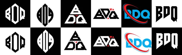 Diseño Del Logotipo Letra Bdq Seis Estilos Bdq Polígono Círculo — Archivo Imágenes Vectoriales