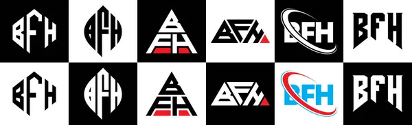 Diseño Del Logotipo Letra Bfh Seis Estilos Polígono Bfh Círculo — Archivo Imágenes Vectoriales
