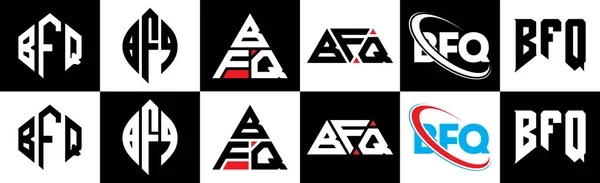 Diseño Del Logotipo Letra Bfq Seis Estilos Bfq Polígono Círculo — Vector de stock