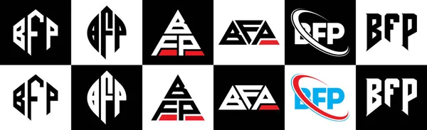 Diseño Del Logotipo Letra Bfp Seis Estilos Bfp Polígono Círculo — Archivo Imágenes Vectoriales