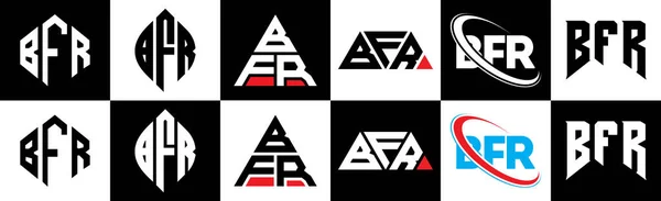 Diseño Del Logotipo Letra Bfr Seis Estilos Bfr Polígono Círculo — Archivo Imágenes Vectoriales