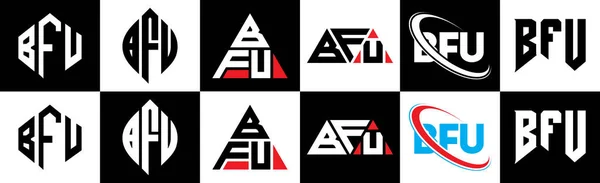 Diseño Del Logotipo Letra Bfu Seis Estilos Bfu Polígono Círculo — Archivo Imágenes Vectoriales