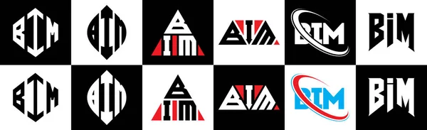 Diseño Del Logotipo Letra Bim Seis Estilos Bim Polígono Círculo — Archivo Imágenes Vectoriales