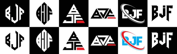 Σχεδιασμός Λογότυπου Της Bjf Έξι Στυλ Bjf Πολύγωνο Κύκλος Τρίγωνο — Διανυσματικό Αρχείο