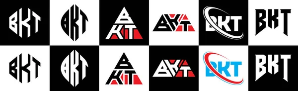 Σχεδιασμός Λογότυπου Της Bkt Έξι Στυλ Bkt Πολύγωνο Κύκλος Τρίγωνο — Διανυσματικό Αρχείο