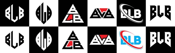 Σχεδιασμός Λογότυπου Της Blb Έξι Στυλ Blb Πολύγωνο Κύκλος Τρίγωνο — Διανυσματικό Αρχείο