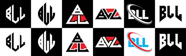 Дизайн Логотипу Літери Bll Шести Стилі Багатокутник Bll Коло Трикутник — стоковий вектор