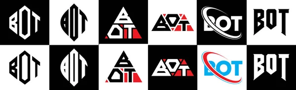 Diseño Del Logotipo Letra Bot Seis Estilos Bot Polygon Circle — Archivo Imágenes Vectoriales