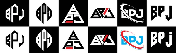 Logo Lettera Bpj Design Sei Stile Poligono Bpj Cerchio Triangolo — Vettoriale Stock
