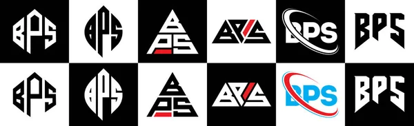 Diseño Del Logotipo Letra Bps Seis Estilos Polígono Bps Círculo — Vector de stock