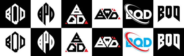 Diseño Del Logotipo Letra Bqd Seis Estilos Polígono Bqd Círculo — Archivo Imágenes Vectoriales