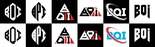 Logo Lettera Bqi Design Sei Stili Poligono Bqi Cerchio Triangolo — Vettoriale Stock