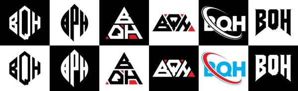 Diseño Del Logotipo Letra Bqh Seis Estilos Polígono Bqh Círculo — Archivo Imágenes Vectoriales