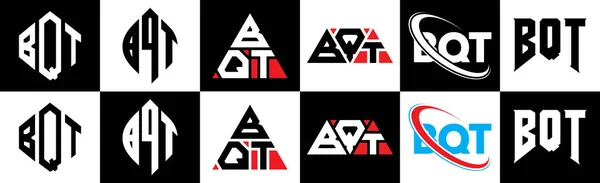 Bqt Γράμμα Σχέδιο Λογότυπο Έξι Στυλ Bqt Πολύγωνο Κύκλος Τρίγωνο — Διανυσματικό Αρχείο