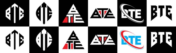 Diseño Del Logotipo Letra Bte Seis Estilos Polígono Bte Círculo — Archivo Imágenes Vectoriales